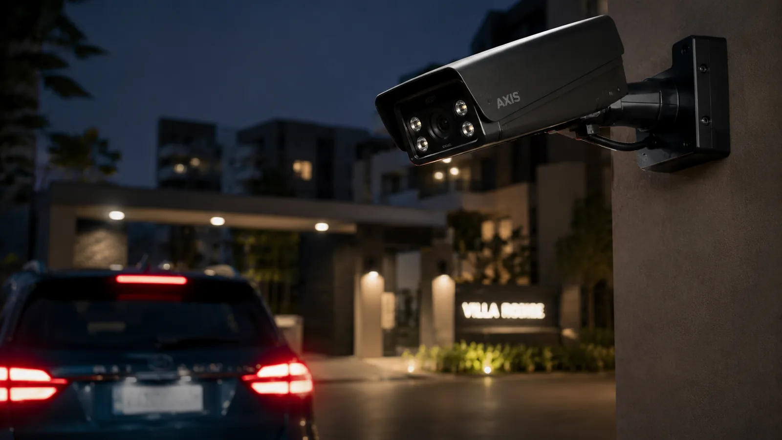 Acesso de veículos operando de forma automatizada à noite, sem presença humana